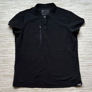 Figs Technical Collection Scrub Top‎ Womens Black Zip Pocket Size Medium